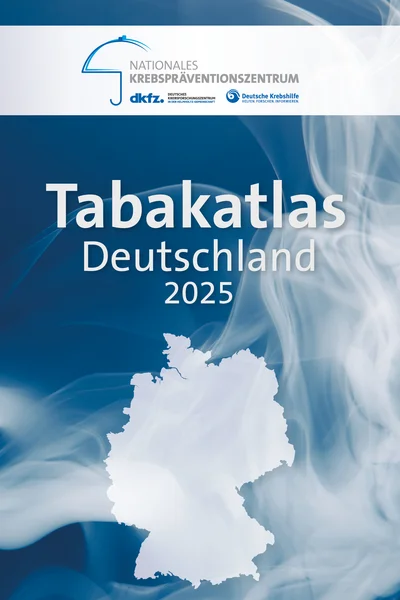 Titelbild Tabakatlas Deutschland 2025 mit Deutschlandkarte und Rauchschwaden